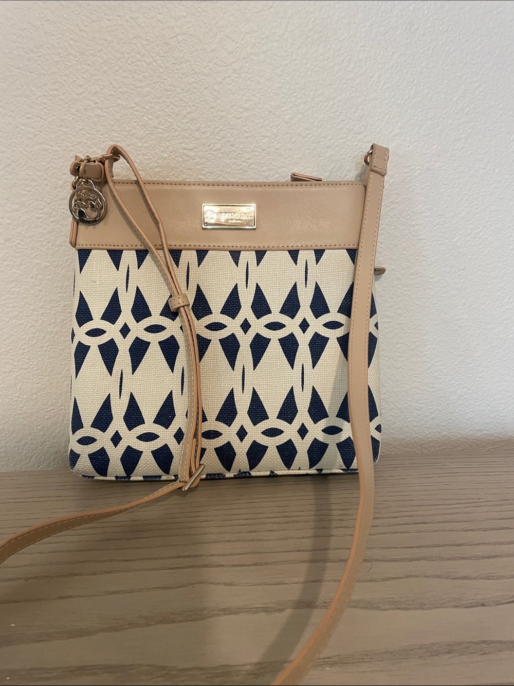 Spartina 449 Navy and Beige Geometric Canvas Tote - Picture 2 of 4